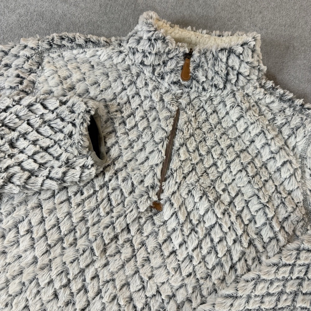Simply Southern Collection XL Sherpa Pullover Gray 1/4 Zip Fleece Faux Fur Soft